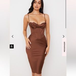 House of CB chocolate satin corset slip dress